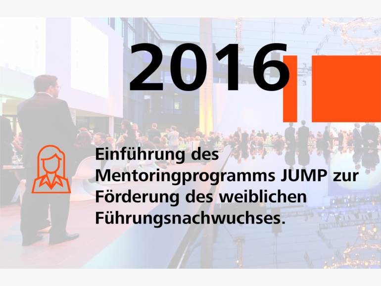 2016: Einführung des Mentoringprogramms JUMP zur Förderung des weiblichen Führungsnachwuchses
