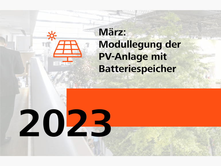 März 2023: Modullegung der PV-Anlage mit Batteriespeicher