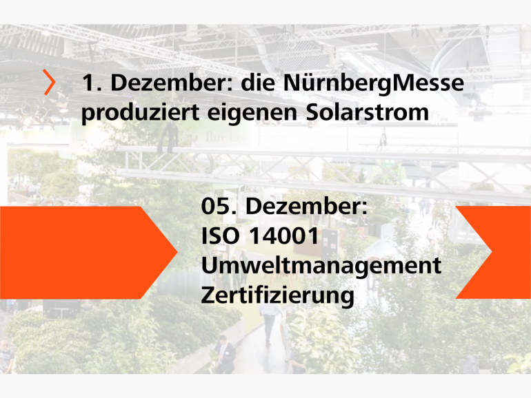 Dezember 2023: NürnbergMesse produziert eigenen Solarstrom und ISO 14001 Umweltmanagement Zertifizierung