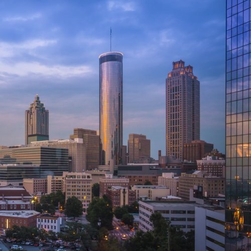 Atlanta Skyline mit Riesenrad, USA